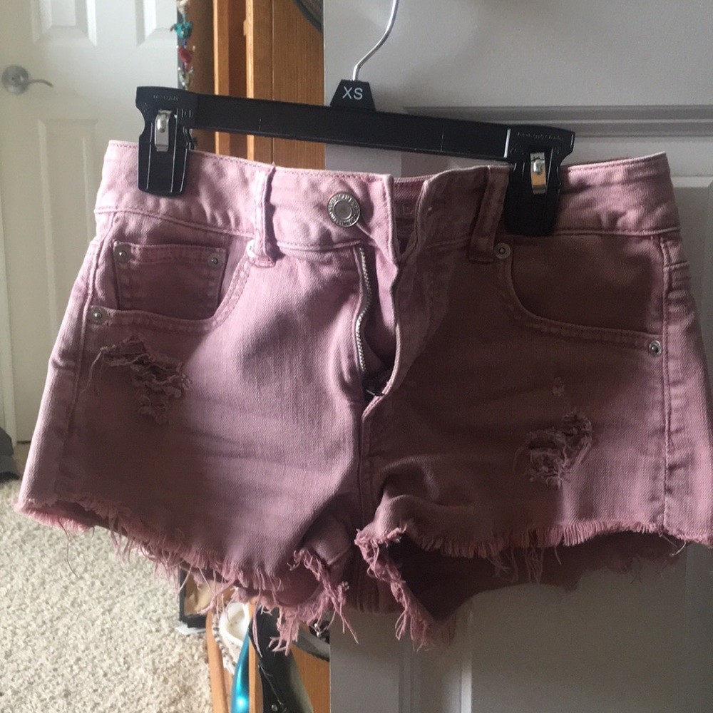 Distressed jean shorts
